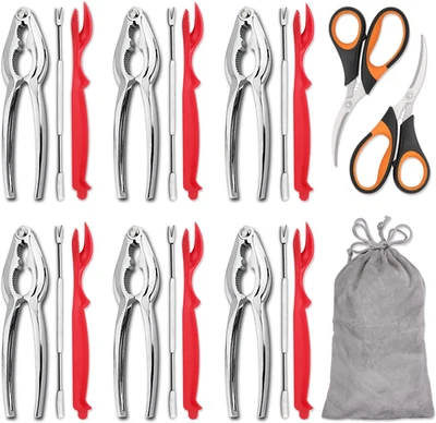 20-Piece Seafood Tools Set: Crab Crackers, Lobster Shellers, Forks, Scissors - Image 1 of 4