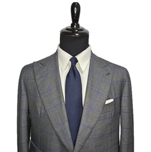 Orazio Luciano Windowpane Blazer Sport Mantel Jacke 44R grau blau kariert Italy - Bild 1 von 20