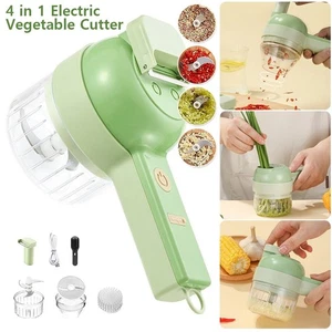 4 in 1 Mini Handheld Electric Vegetable Cutter Set Portable Wireless Garlic Mud - Picture 1 of 13