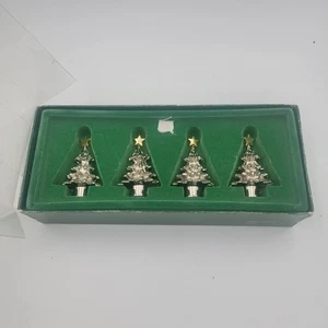 Abteilung 56 Kiefer Tischkarten Foto Halter Set Zinn Weihnachten Geschirr - Bild 1 von 4