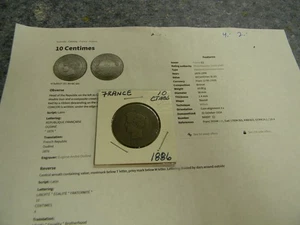 1886 A FRANCE 10 CENTIMES 10C Bronze Nice Condition - Picture 1 of 3