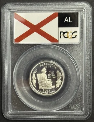 2003-S Alabama 90% SILVER Quarter ~PCGS PR69DCAM State Flag Label - Image 1 of 2
