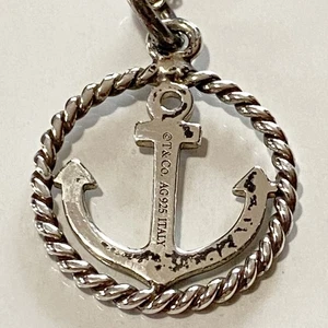 Authentic Tiffany & Co 925 Sterling Silver Braided Anchor Charm Pendant Necklace - Picture 1 of 10