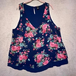 Torrid Floral Print Sleeveless Top V-Neck Tank Blouse Plus Women's Size 2 - Picture 1 of 7