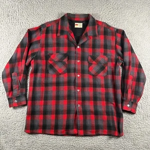 Super Japanese Vtg 1950s Brushed Wool Grant-Crest Mens XL Plaid Loop Collar - Picture 1 of 8