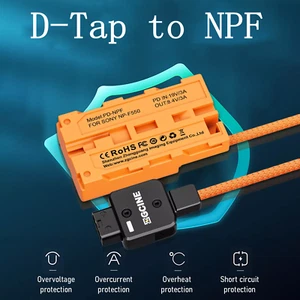 ZGCINE DT-NPF D-Tap to NPF Dummy Braided Cable Coupler Accessory Charging Cable - Picture 1 of 6