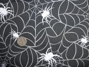 half metre polycotton Halloween designs in black and white: bats, spiders etc - Picture 1 of 10