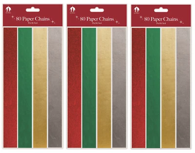 TALLON Christmas Paper Chains 240 Foil Metallic Colours Make Your Own Decorations Kids