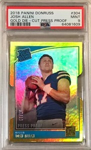 2018 Donruss Josh Allen #07/25 GOLD Press Proof Rated Rookie Die-Cut #304 PSA 9