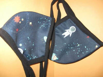 New Two SPACE Face MASKS Astronauts & Spaceship adult washable mask metal strip - Image 1 of 3