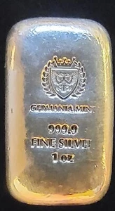 Germania Mint Loaf Hologram Chunky Crown Bullion-999 Silver 1 Oz Ounce Art Bar - Picture 1 of 4