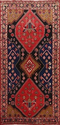 6x10 Vintage Geometric Hamedan Hand-knotted Area Rug Wool Oriental Tribal Carpet - Image 1 of 4