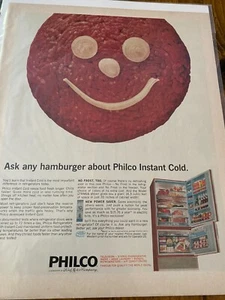 1965 Philco Refrigerator Ask Any Hamburger About Instant Cold Smiling Burger ad - Picture 1 of 1