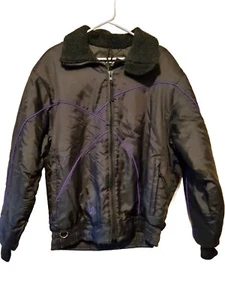 Vintage Foxpoint schwarz gefütterte Ski Schneemobil durchgehender Reißverschluss Nylon Jacke Herren Gr. S hergestellt in den USA - Bild 1 von 10