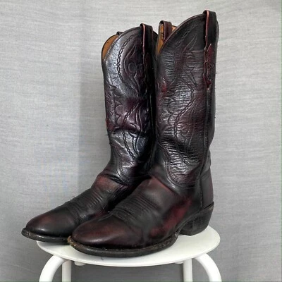 Botas de Vaquero Lucchese 2000 Para Hombres T3203S4 Bien Usadas (Negro Cereza) Wip Harl - 8.5M Foto 1 de 4