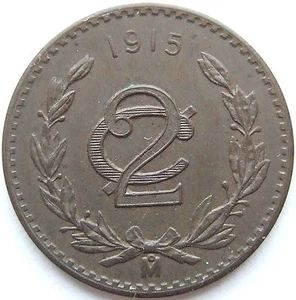 2 Centavos 1915 Estados Unidos Mexicanos Type 2 – Zapata Issue in Stempelglanz - Picture 1 of 2