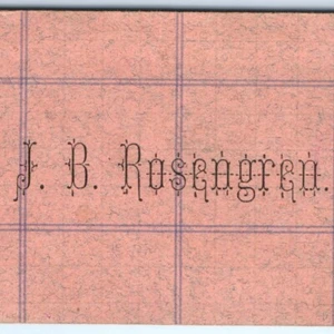 Tarjeta comercial simple de llamada con nombre "Rosengren" de la década de 1880 patrón de tablero de ajedrez C3 - Imagen 1 de 3