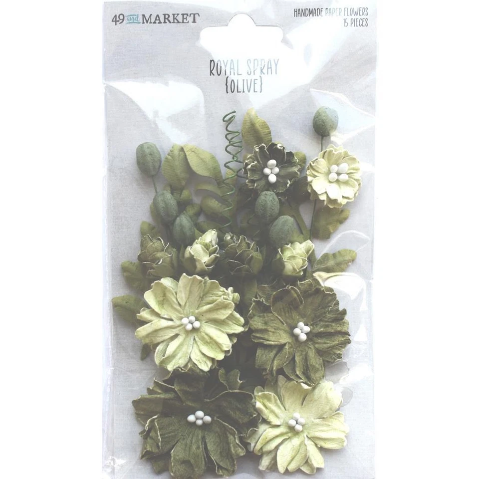 49 and Market Paper Flowers - Royal Spray - Olive, RS-34017 - Image 1 of 1