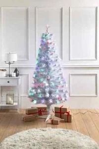 6ft Fibre Optic Christmas Tree Dual Colour with Star Decorations 1.8m White 8300 - Picture 1 of 9