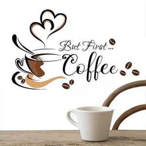 Self-adhesive Coffee Cup Pattern Stickers English Wall Stickers Cafe - Picture 1 of 6