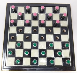 Gioco della Dama Cofanetto Legno Vetro d'Arredamento - Foto 1 di 5