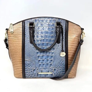Brahmin Duxbury Large Leather Satchel Blue Gold - Picture 1 of 15