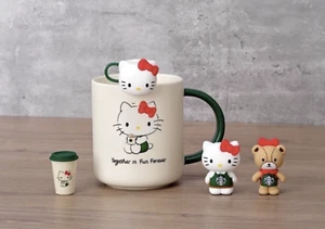 Taza Hello Kitty Starbucks 2024 edición limitada linda con el borde de una taza de té - Imagen 1 de 2