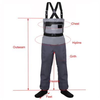 5-Layer Durable Breathable Waterproof Stocking Foot Fishing Chest Waders Pants - Image 1 of 4