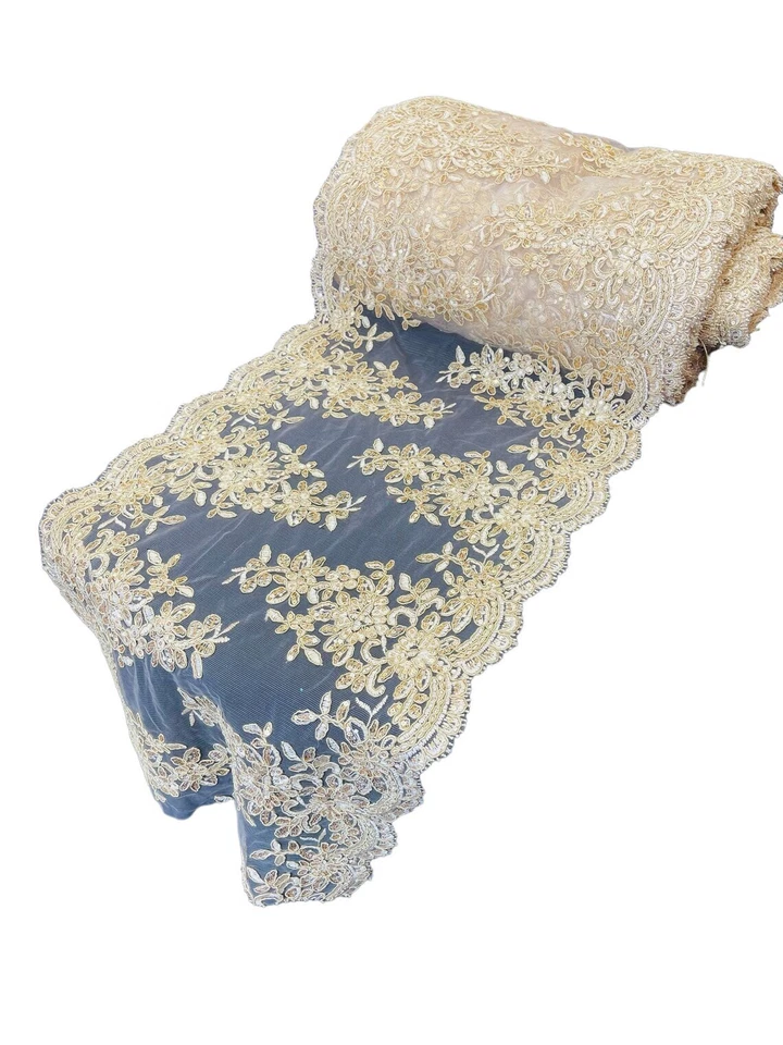 14" Floral Cluster Lace Design Table Runner for Event Decoration Sold By Yard - Image 1 of 1