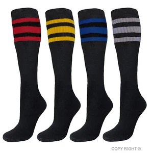 4 PAIRS TUBE SOCKS COTTON WITH COLOR STRIPES BIG & TALL SOCKS 22 INCHES - Picture 1 of 5