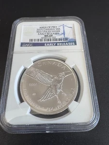 2015 Canada S$5 NGC MS69 Red Tailed Hawk Birds of Prey Early Release - Picture 1 of 2