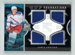 12-13 UD Upper Deck The Cup Foundations  Chris Kreider  /25  Quad Jerseys