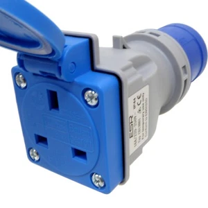 16 Amp to 13 Amp Adaptor Converter 230V 3 Pin IP44 Camper Caravan EV Charging - Picture 1 of 11