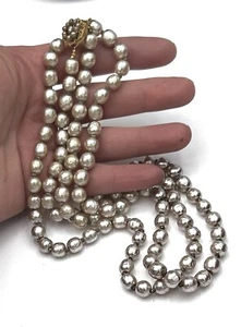 VTG MIRIAM HASKELL SIGNED Double Strand BAROQUE PEARL NECKLACE AUTHENTIC - Picture 1 of 11