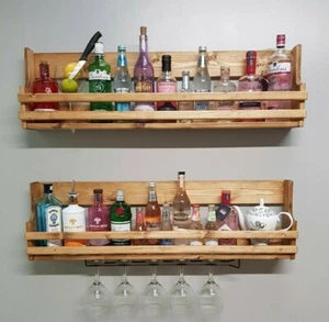 Floating gin and tonic spirit rack - cast iron glass holder with bottle shelf - Picture 1 of 6