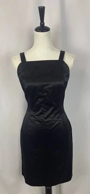 Vintage 90’s Esprit De Corp. Black Satin Silky Shiny Dress Size 7/8 - Image 1 of 4