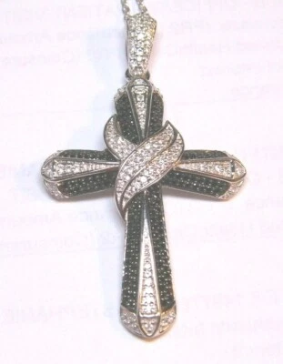 Colgante Cruz Circón Camboyano y Espinela Negra Tailandesa Natural 7,62 quilates en SS#JN1152 Foto 1 de 3