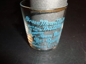 Circa 1900 Green Mountain Blue Etched Shot Glass, Kansas City, MO - Picture 1 of 1