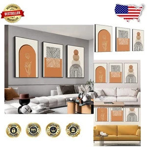 Stylish 3-Piece Framed Canvas Wall Art Set - Modern Boho Design 24" x 32" - Picture 1 of 9