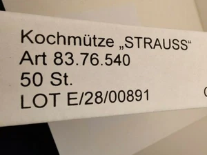 50 Stück Einweg Kochmütze / Kochhut hoch, verstellbar - Bild 1 von 2