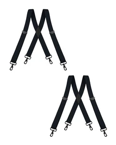 Buyless Fashion 2 pack Suspender Men 48" Adjustable Straps 1 1/4" - X Black Hook - Picture 1 of 119