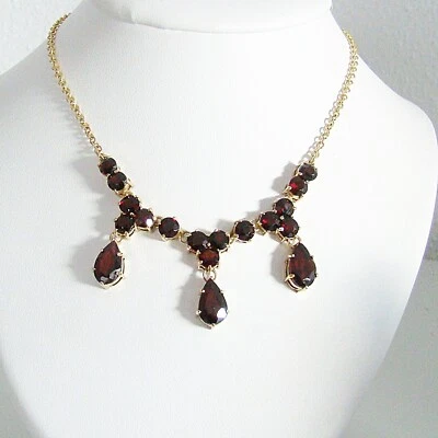 Collier Gold 333er Granat 8 kt Goldschmuck Halskette Damen Damen exclusiv - Bild 1 von 4