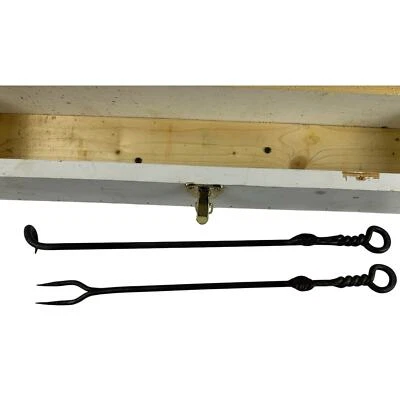 Herramientas BarBQ de Metal Forjado Diseño Hoja Retorcida Caja Original Texas Firmado - ¡Juego de 2! Foto 1 de 4