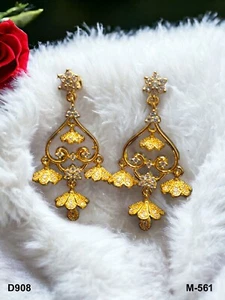 Stud Earrings Gold Plated Bollywood Fashion Jewelry Indian Traditional Women - Picture 1 of 5