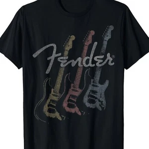 Men's Graphic T-Shirt - Stacked Guitar Faded Vintage Style Tee - Picture 1 of 8