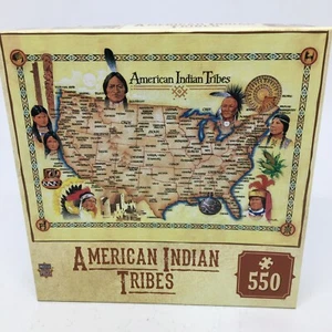 Master Pieces 550 Piece Don Tom Puzzle "American Indian Tribes" New 24" x 18" - Picture 1 of 8