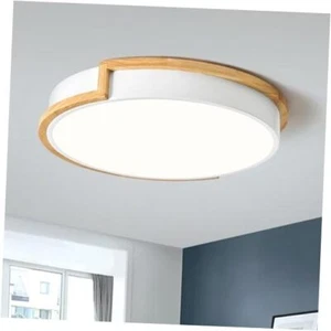 Dimmable Wood LED Flush Mount Ceiling Lights, 5CCT 2700K-6000K 15.8in White - Picture 1 of 7