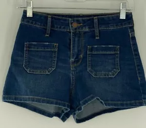 Pantalones cortos de jean Old Navy para mujer junior 0 lavado oscuro elásticos bolsillos - Imagen 1 de 6