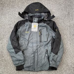 Mens Gemyse Grey & Black Fleece Lined Outdoor Waterproof Ski Jacket - Size Small