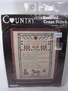 Janlynn Counted Cross Stitch Kit COUNTRY SAMPLER 11" x 14" vintage - Picture 1 of 5